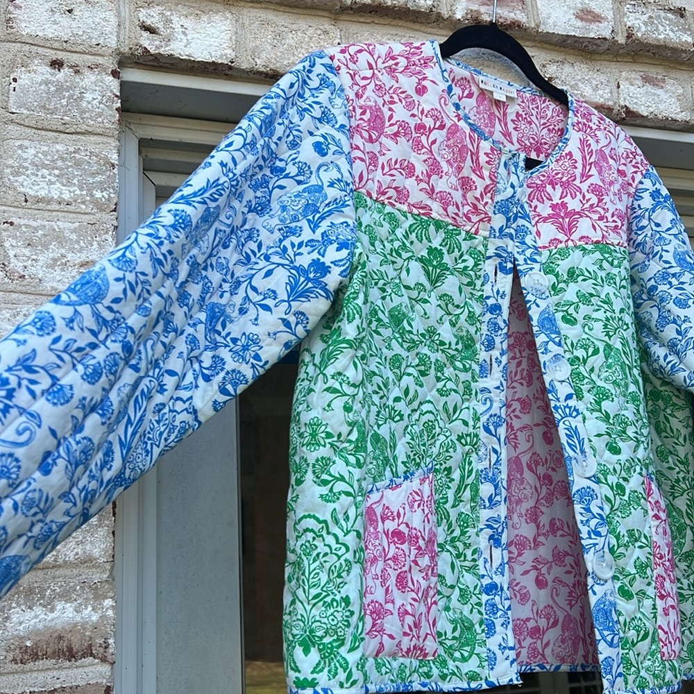 Roller Rabbit Multicolor Block Print Cotton Quilt… - image 7